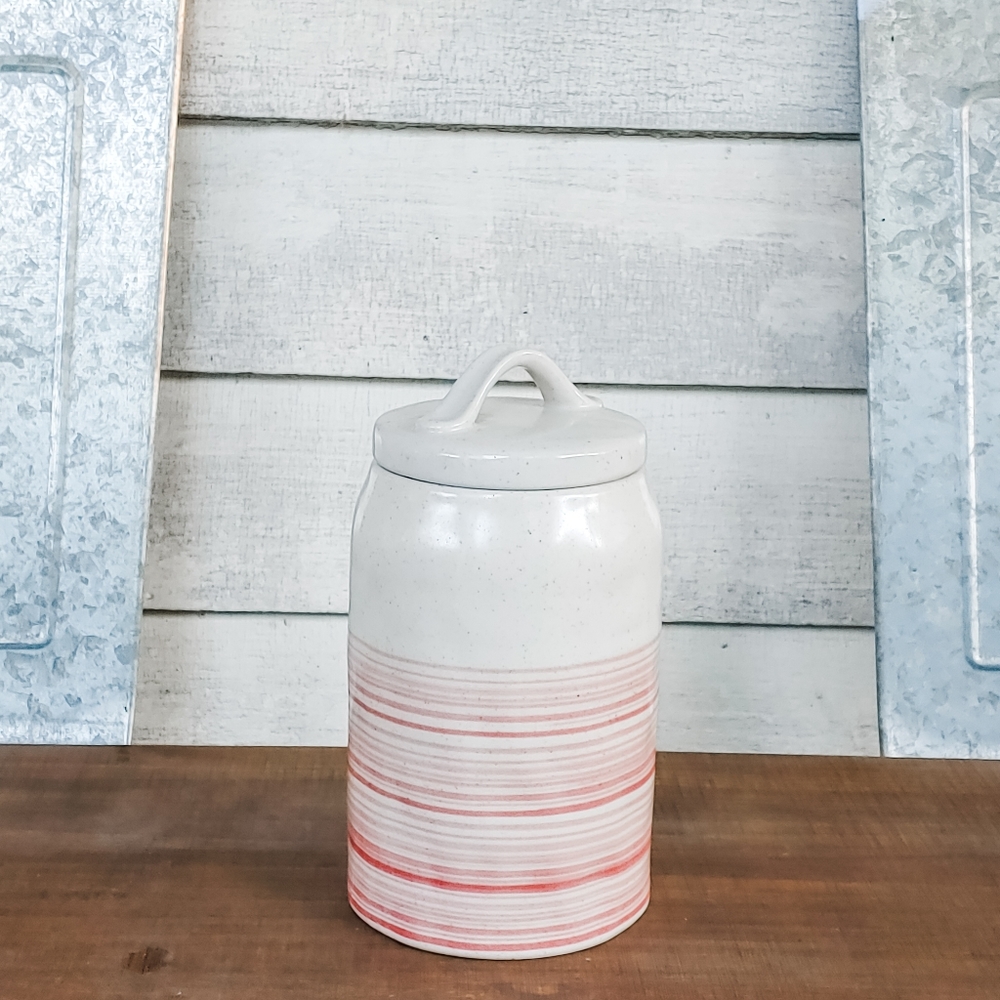 Coral striped jar